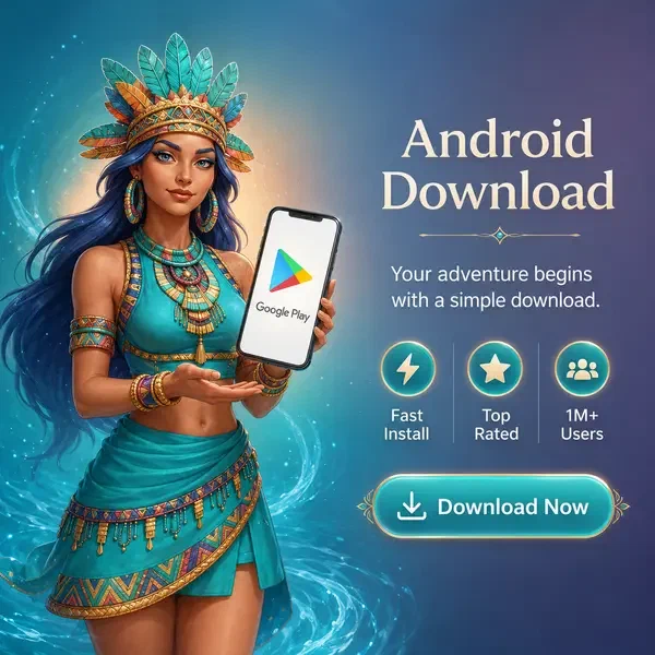 The Keeper of Springs presenting Rolldorado Android app download on glowing smartphone screen