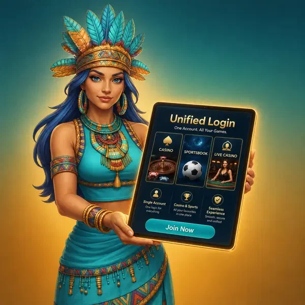 Keeper of Springs presenting unified login system at Rolldorado Casino tablet interface