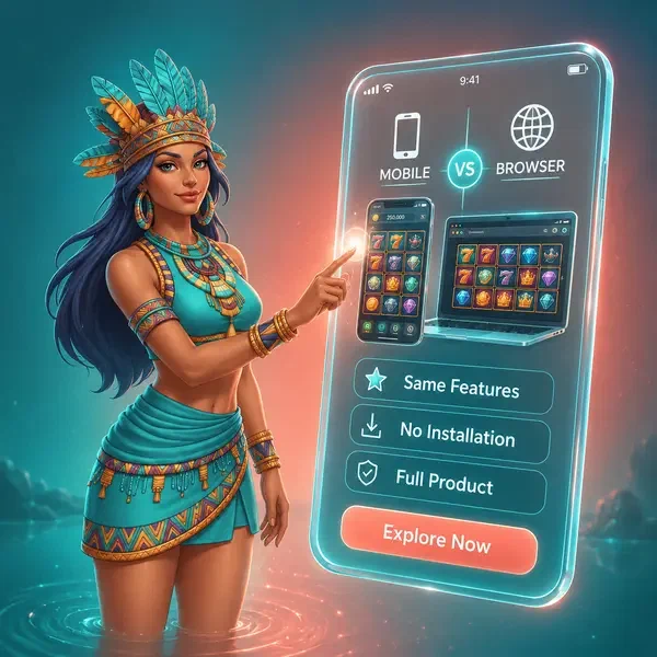 Keeper of Springs showcasing Mobile vs Browser app features on floating smartphone display